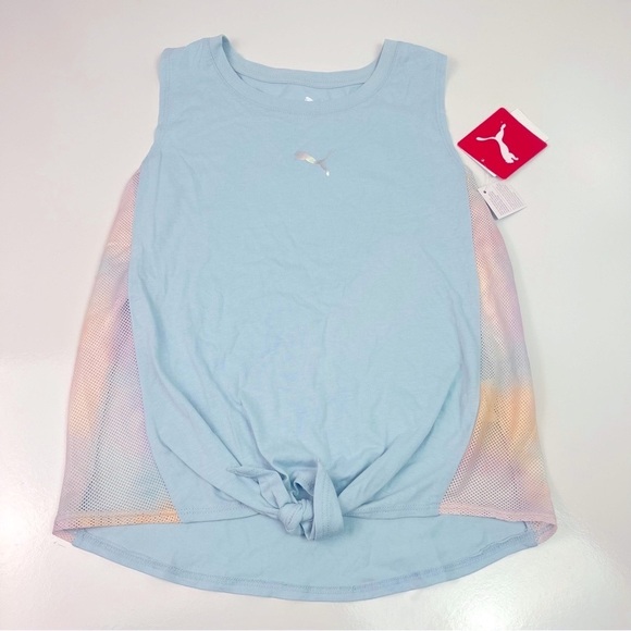 Puma Girls Blue with Mesh sides Tank Top Front Tie Sz Large 12/14 NWT - Picture 1 of 6